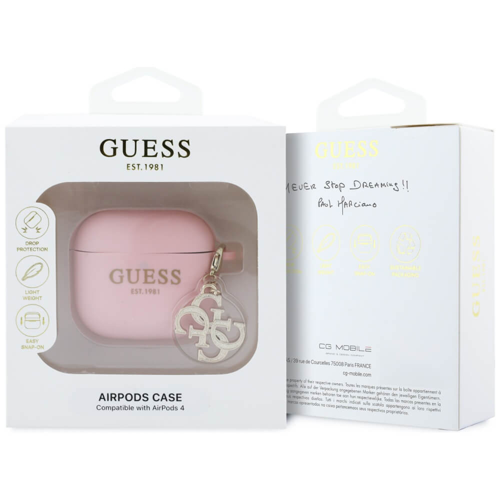 Guess AirPods 4 Θήκη Σιλικόνης - Silicone 4G Charm - Pink