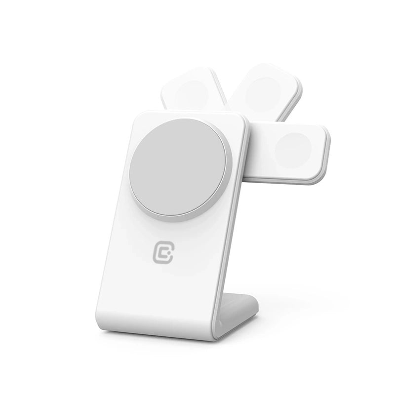 Crong MagSpot Pivot Stand 3 σε 1 Ασύρματος MagSafe Φορτιστής για iPhone - Apple Watch - AirPods - White