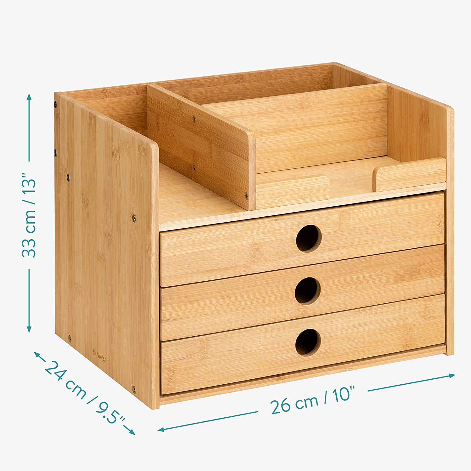 Navaris Ξύλινη Βάση Οργάνωσης Γραφείου από Bamboo με Συρτάρια - Light Brown - 57358.24