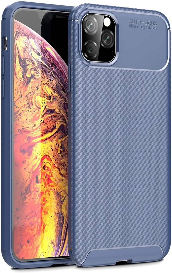 OEM iPhone 12 Pro Max Θήκη Σιλικόνης TPU Beatles Carbon Fiber - Blue