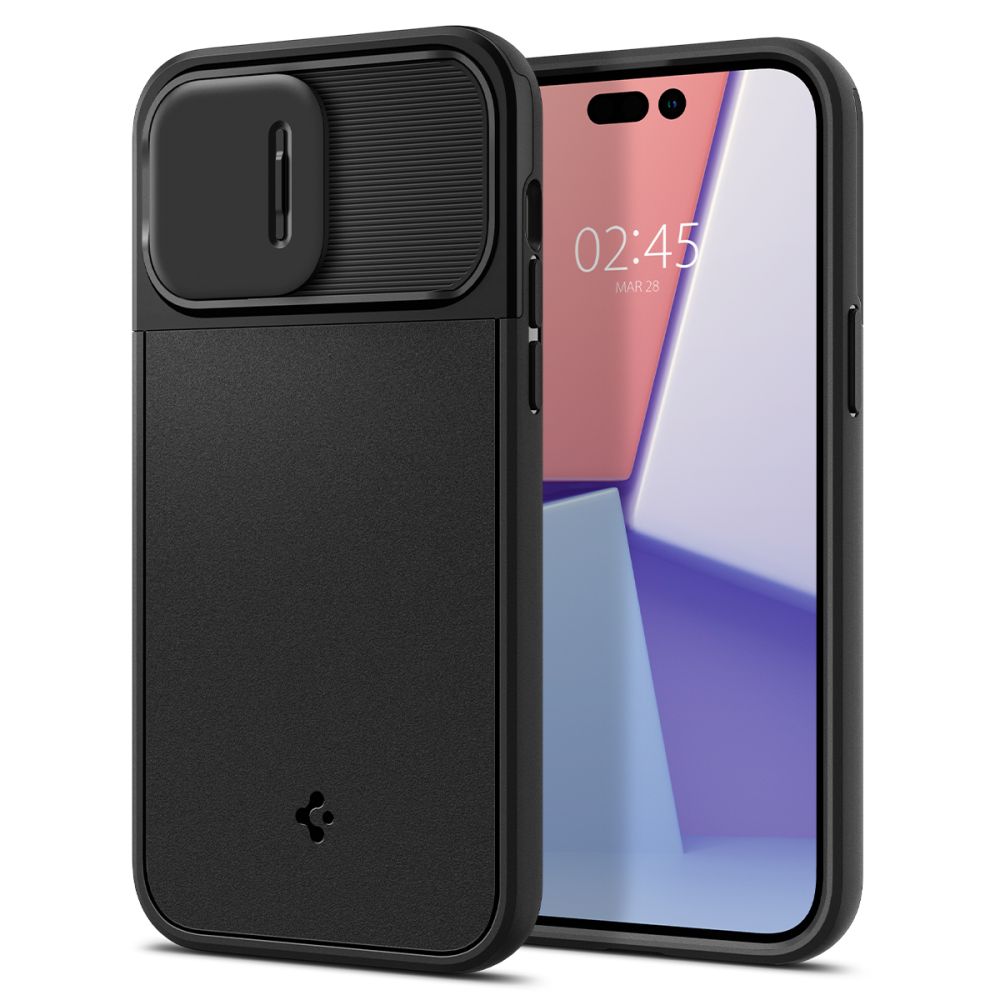 Spigen iPhone 14 Pro Optik Armor Mag Θήκη Σιλικόνης με Κάλυμμα για την Κάμερα και MagSafe - Black