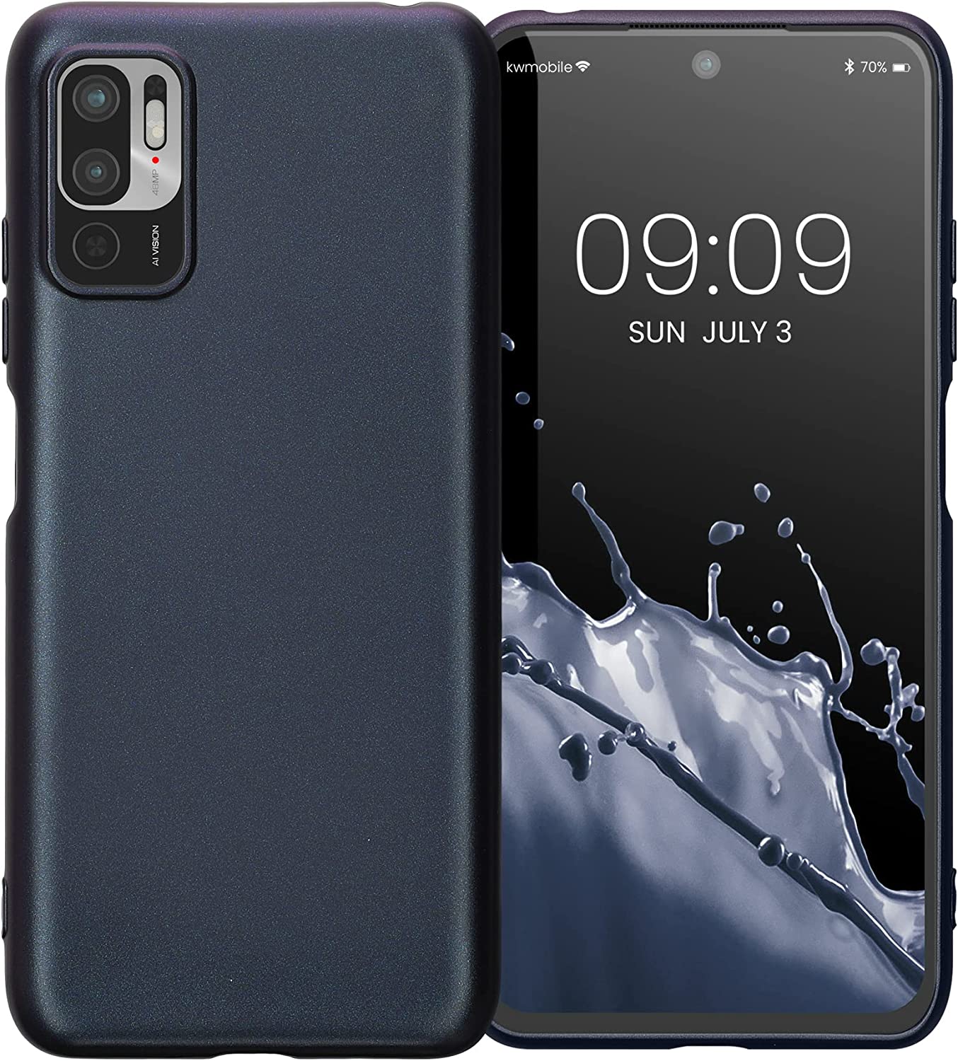 KW Xiaomi Redmi Note 10 5G / Poco M3 Pro 5G Θήκη Σιλικόνης TPU - Metallic Blackberry - 57664.115