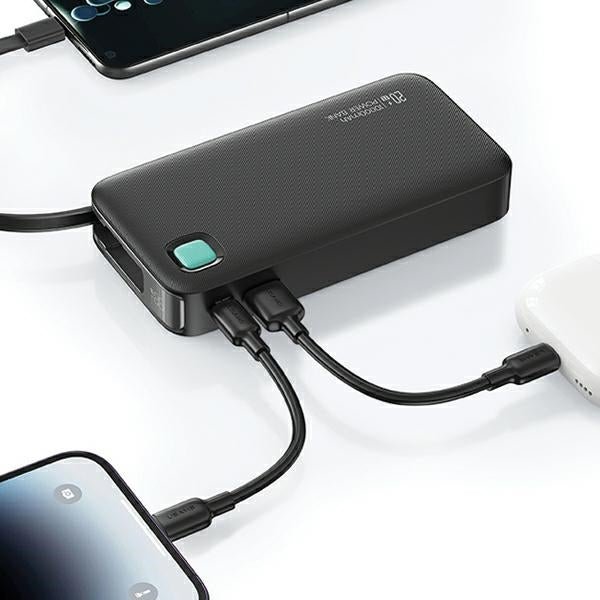 USAMS CD242 XY Series PowerBank 10000mAh 20W με Ενσωματωμένο Καλώδιο Type-C - Black