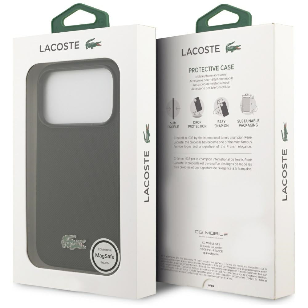 Lacoste iPhone 17 Pro - Petit Pique Lacquer Logo MagSafe - Σκληρή Θήκη με Πλαίσιο Σιλικόνης - Black