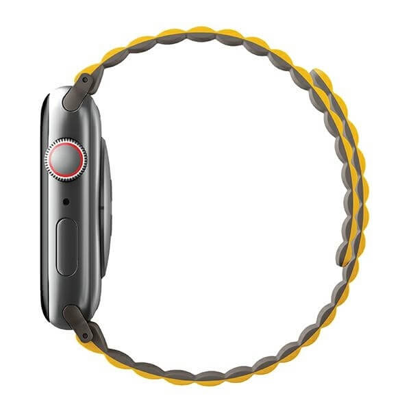 Uniq Λουράκι Apple Watch 2 / 3 / 4 / 5 / 6 / 7 / 8 / 9 / SE / ULTRA 1 / ULTRA 2 - 42 / 44 / 45 / 49 mm Revix Μαγνητικό Σιλικόνης Διπλής Όψης - Mustard / Khaki