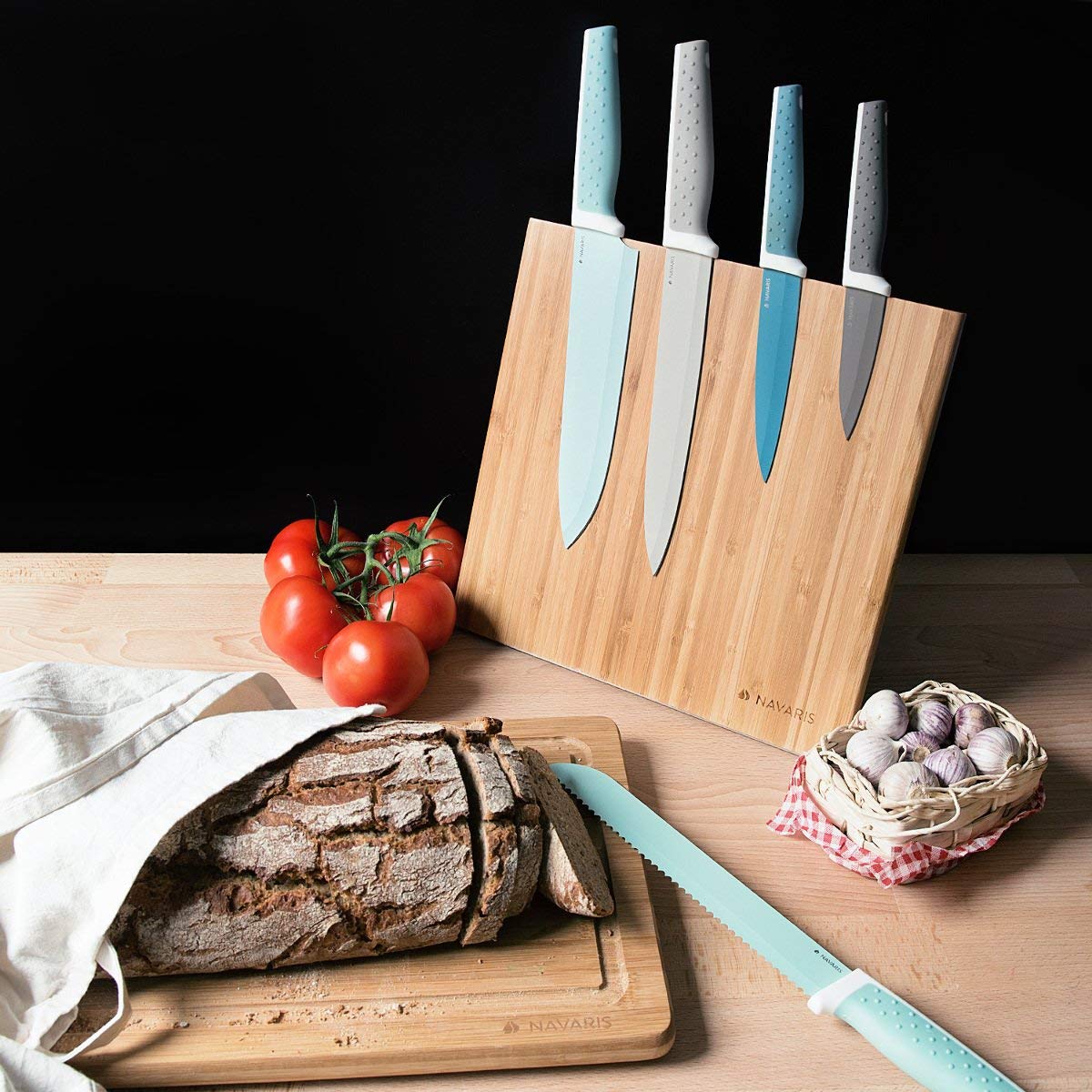 Navaris Bamboo Magnetic Knife Holder Μαγνητική Ξύλινη Βάση Μαχαιριών - Light Brown - 42543