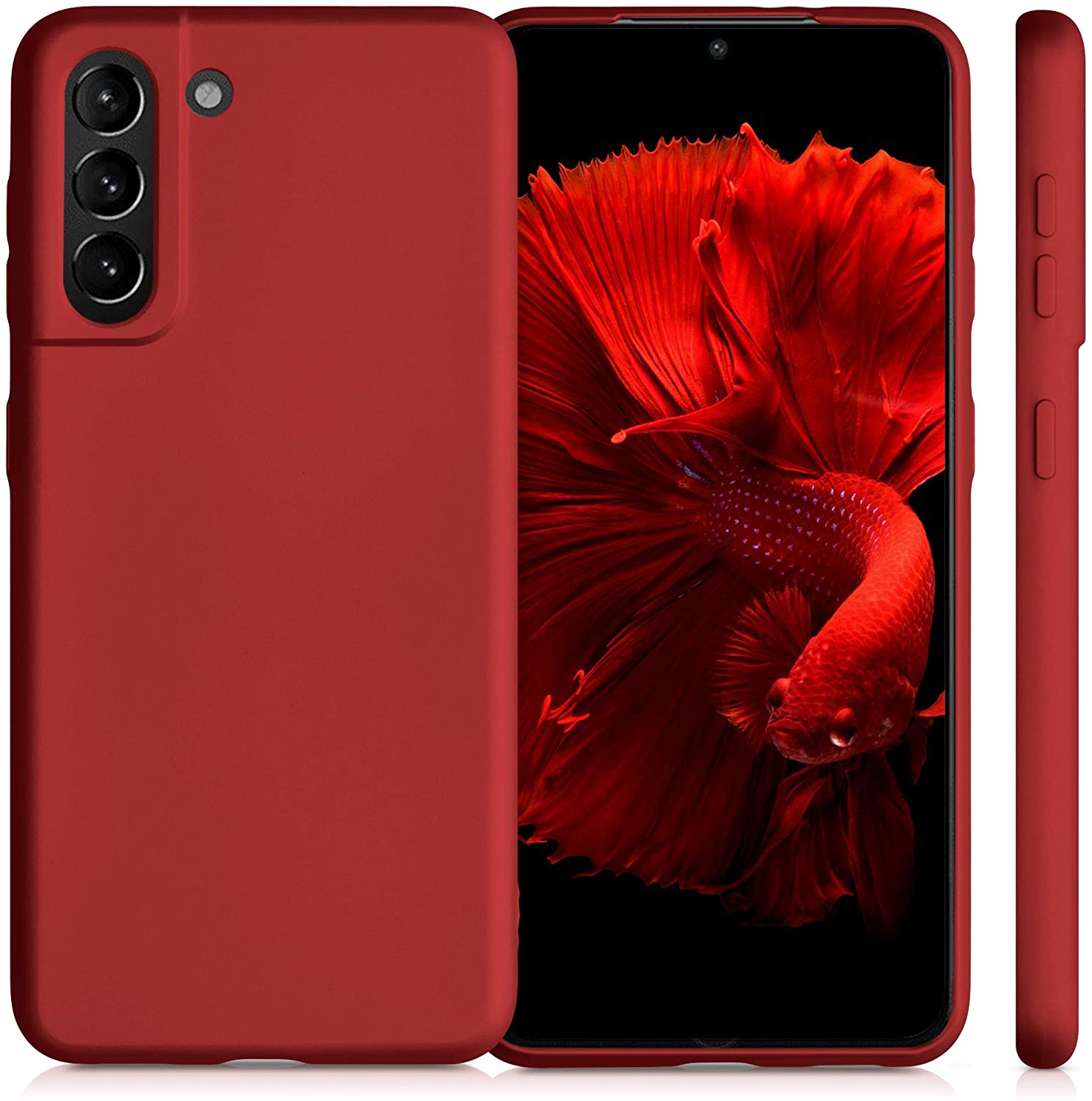 KW Samsung Galaxy S21 Θήκη Σιλικόνης - Metallic Dark Red - 54057.36