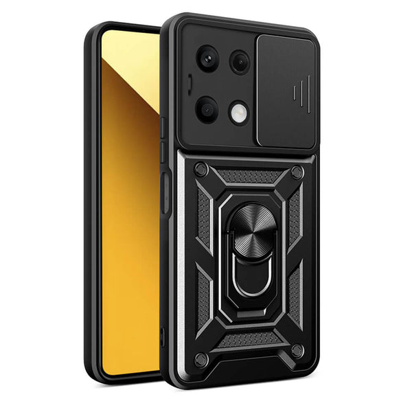 Techsuit Xiaomi Redmi Note 13 5G - CamShield - Σκληρή Θήκη με Προστασία Καμερών και Δαχτυλίδι Συγκράτησης - Black - likebrands.gr