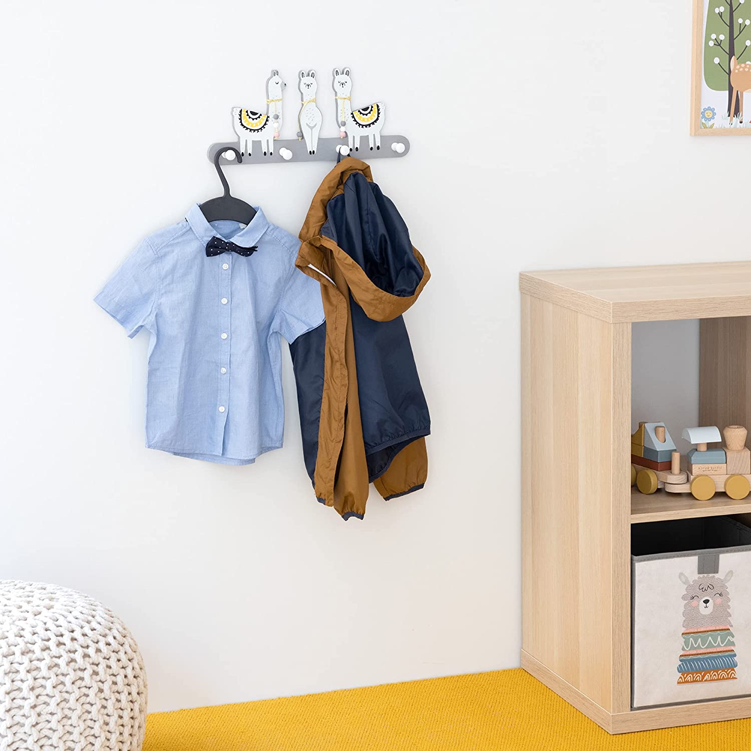 Navaris Ξύλινη Παιδική Κρεμάστρα με 4 Γάντζους - Design Alpaca - White - 54195.01