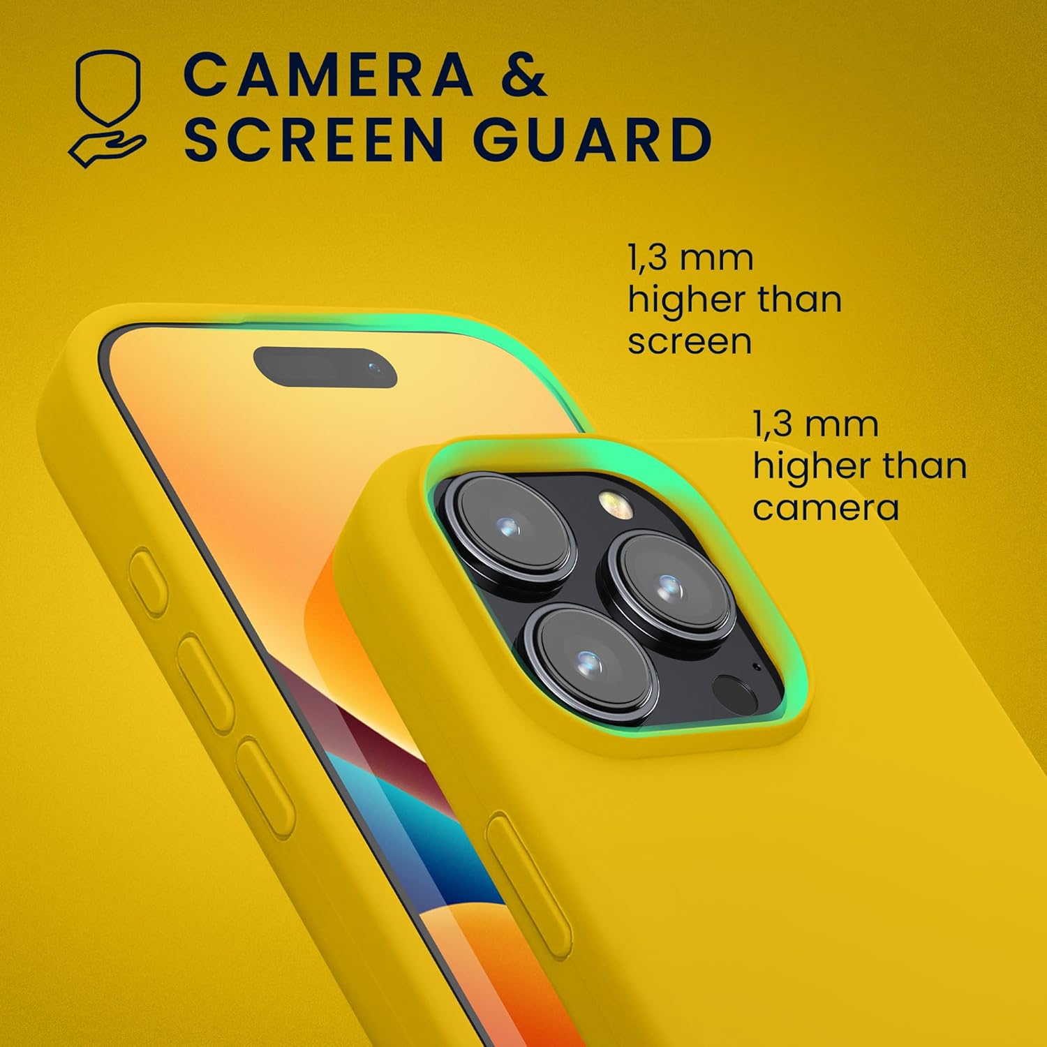 KW iPhone 16 Pro Θήκη Σιλικόνης Rubberized TPU - Bright Yellow