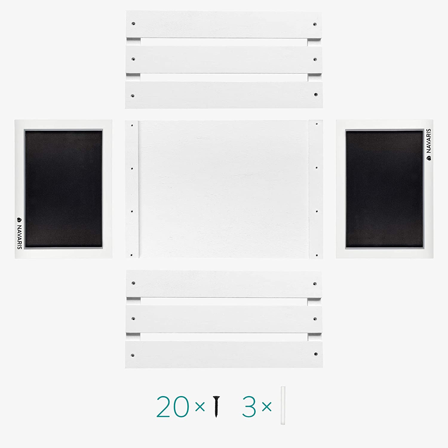 Navaris Ξύλινο Κουτί Αποθήκευσης με Πίνακα Κιμωλίας - White - 53026.01.02