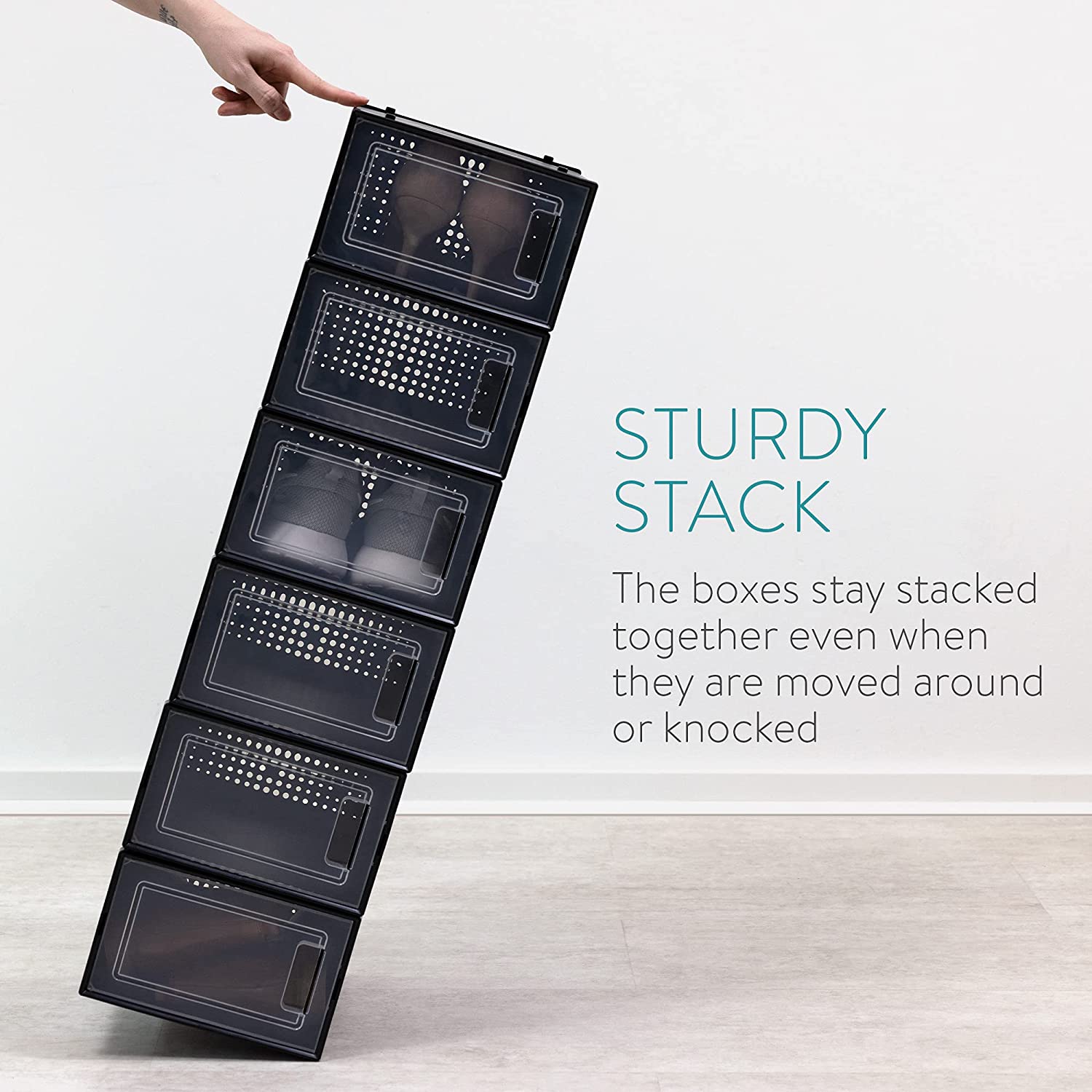 Navaris Σετ με 6 Κουτιά Αποθήκευσης Υποδημάτων - Black - 49045.06.01