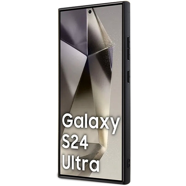 Guess Samsung Galaxy S24 Ultra - 4G Triangle - Σκληρή Θήκη με Επένδυση Συνθετικού Δέρματος και Πλαίσιο Σιλικόνης - Black - GUHCS24LPG4GPK