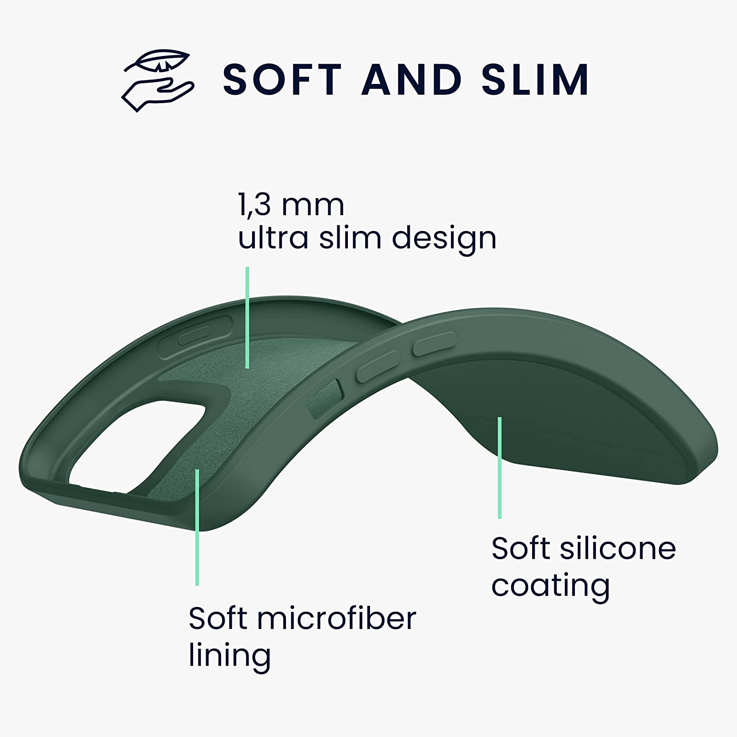 KW iPhone 13 Θήκη Σιλικόνης Rubberized TPU - Moss Green - 55948.169