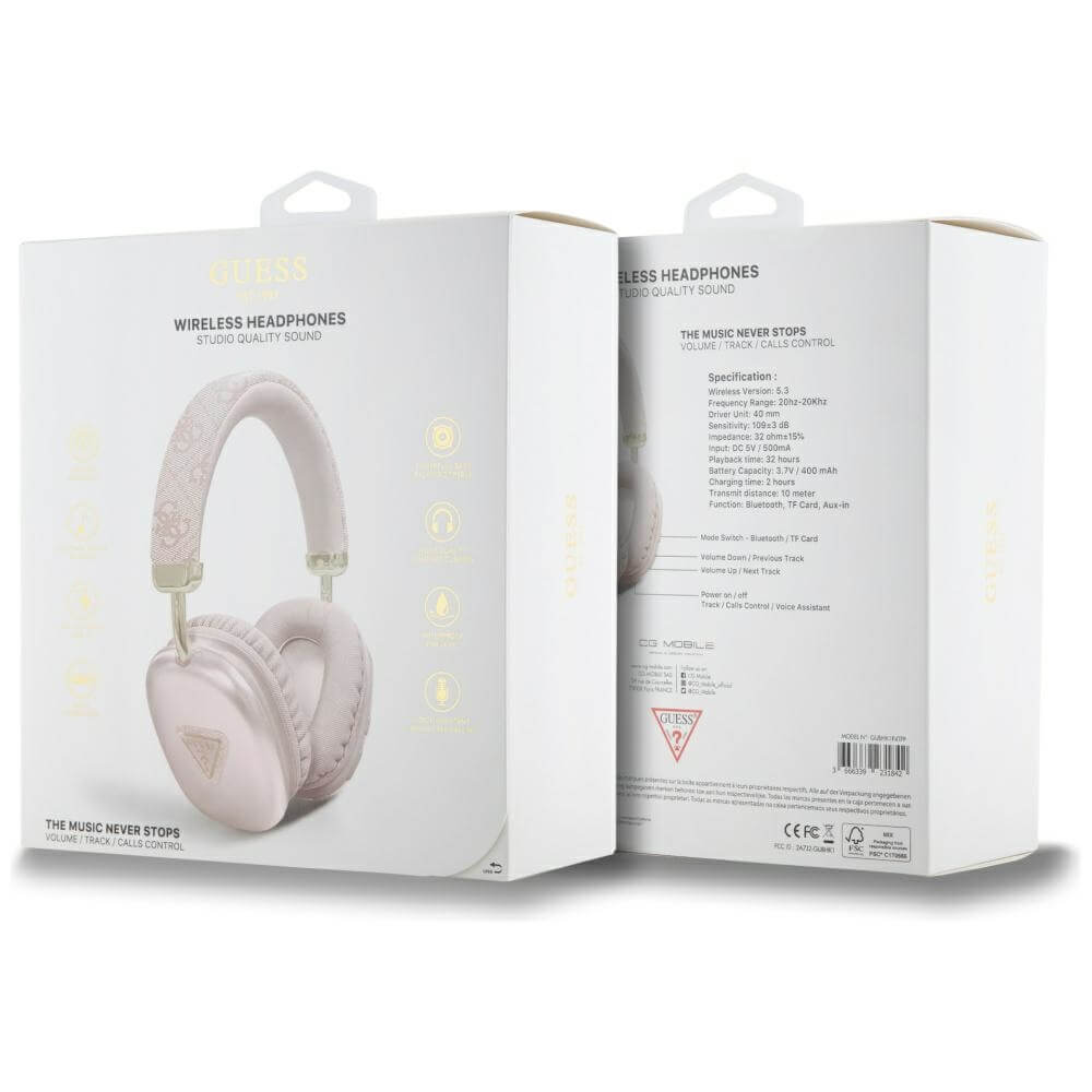 Guess Over-Ear 4G Triangle Logo - Ασύρματα Bluetooth Ακουστικά - Pink