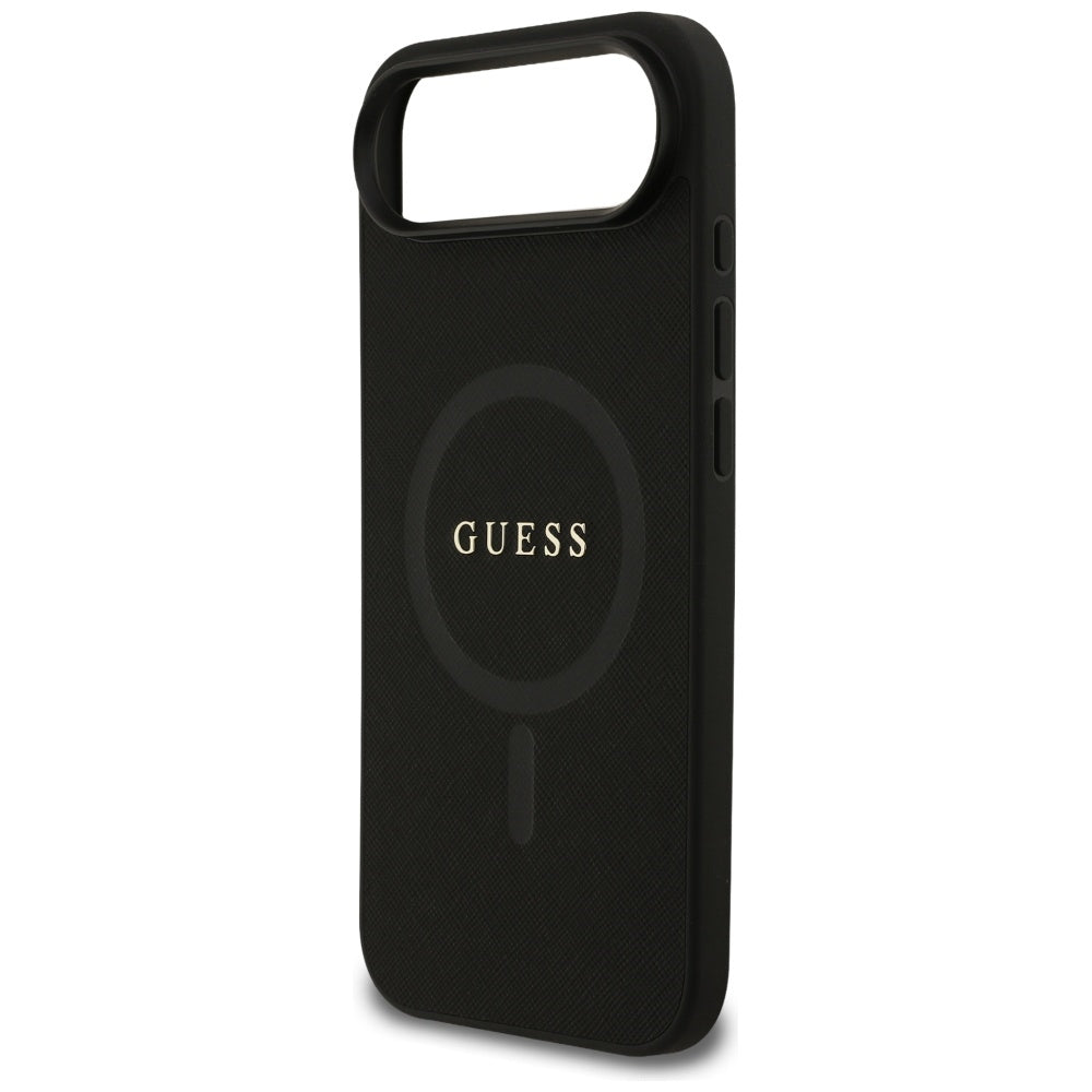 Guess iPhone Air - Saffiano Classic Logo MagSafe - Σκληρή Θήκη με Πλαίσιο Σιλικόνης και Επένδυση Οικολογικού Δέρματος - Black - GUHMP17MPSAHMCK