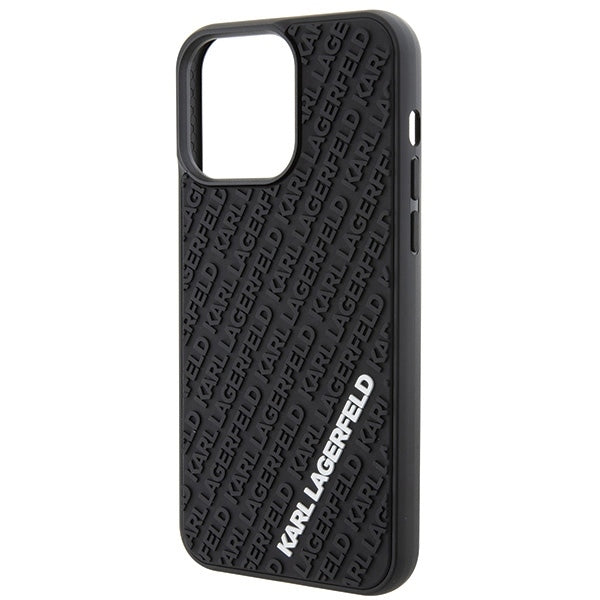 Karl Lagerfeld iPhone 15 Pro Max - 3D Rubber Multi Logo Σκληρή Θήκη με Πλαίσιο Σιλικόνης - Black - KLHCP15X3DMKRLK