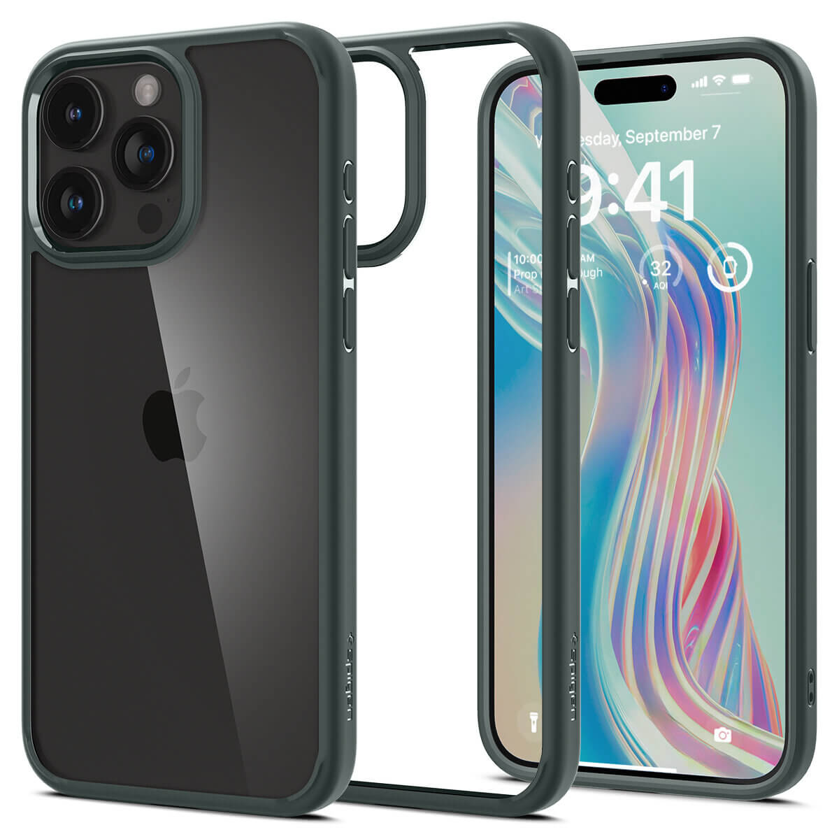 Spigen iPhone 15 Pro Max Ultra Hybrid Σκληρή Θήκη με Πλαίσιο Σιλικόνης - Abyss Green