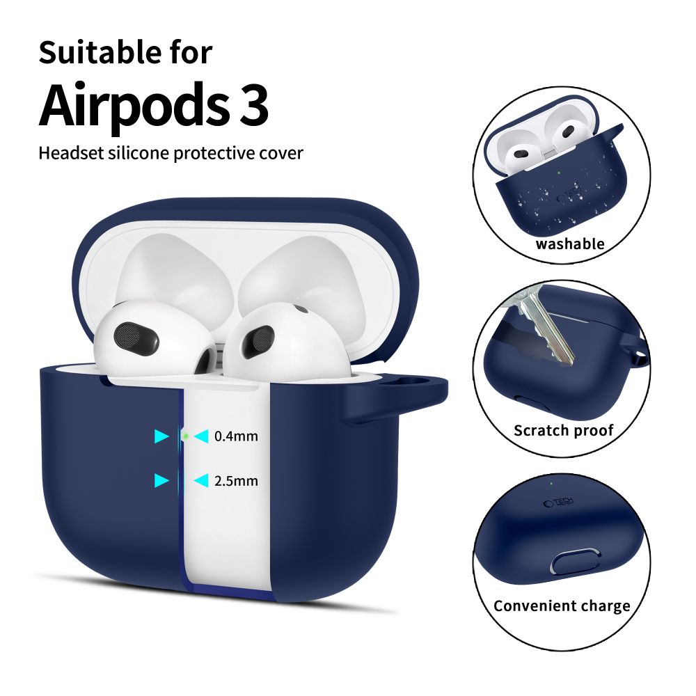 Tech-Protect AirPods 3 Θήκη Σιλικόνης - Silicone Hook - Navy Blue