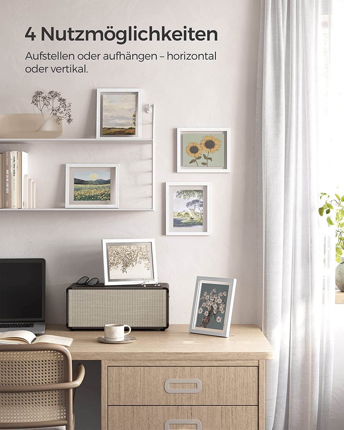 Songmics Σετ με 3 Ξύλινες Κορνίζες - 24,5 x 19,5 cm - White - RPF357W01