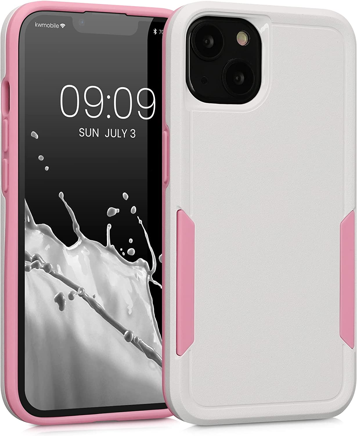 KW iPhone 13 Shockproof Hybrid Σκληρή Θήκη με Πλαίσιο Σιλικόνης TPU - White / Pink - 59198.02