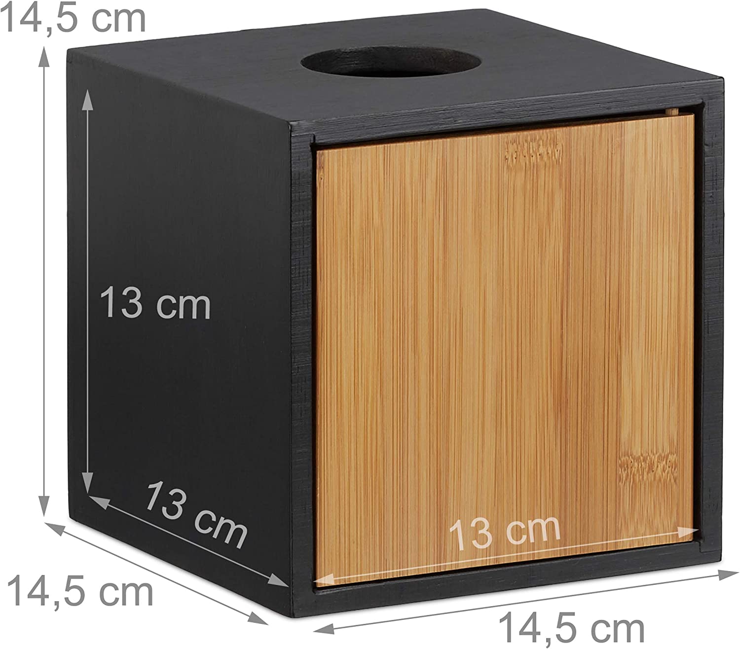 Relaxdays Ξύλινο Κουτί Αποθήκευσης για Χαρτομάντηλα από Μπαμπού - Black - 4052025221782