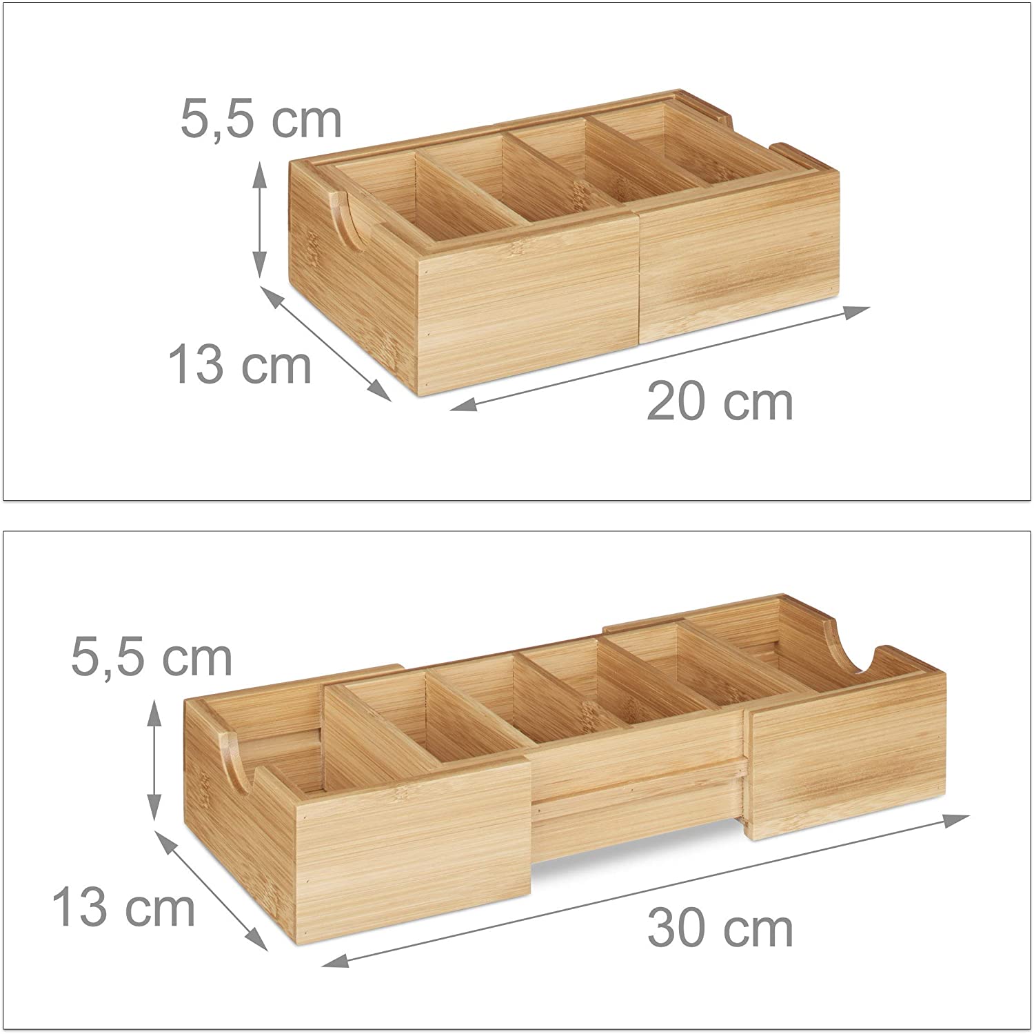 Relaxdays Βάση Οργάνωσης Καρτών Ευρετηρίου από Bamboo - Natural - 4052025203344