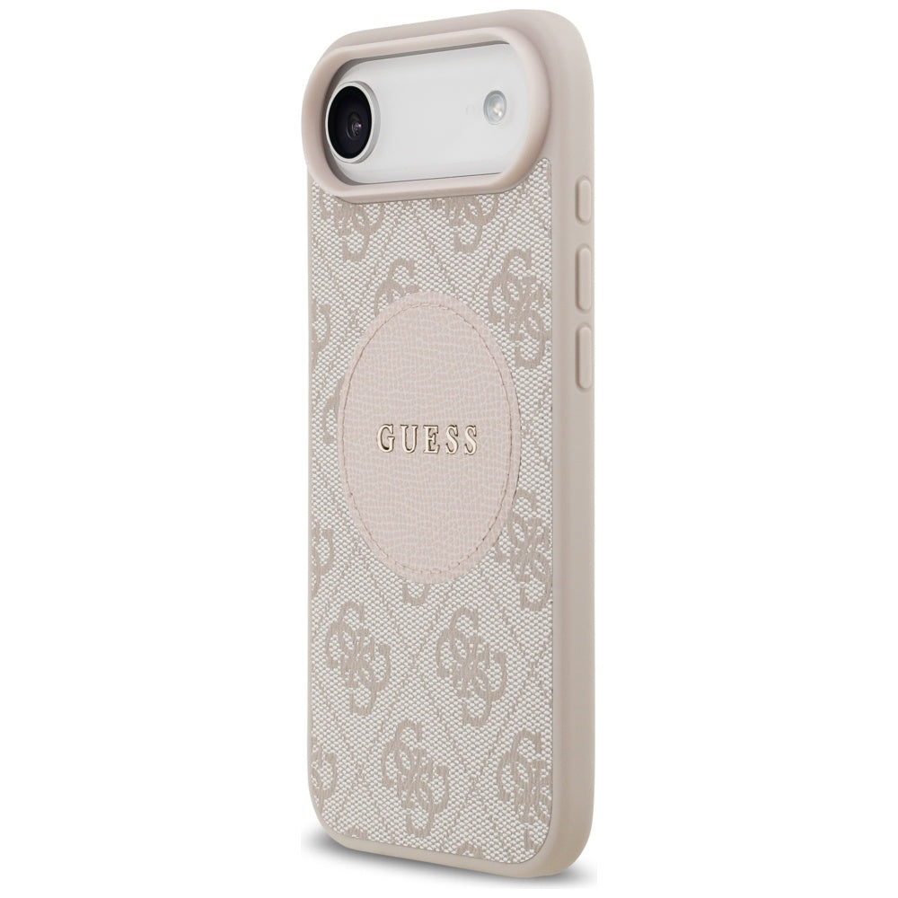 Guess iPhone Air - 4G Circle Classic Logo MagSafe - Θήκη με Επένδυση Συνθετικού Δέρματος - Pink - GUHMP17MP4PGRSGP