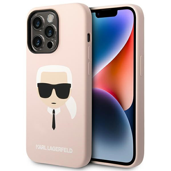 Karl Lagerfeld iPhone 14 Pro Max Silicone Karl's Head Θήκη Σιλικόνης - Light Pink - KLHCP14XSLKHLP