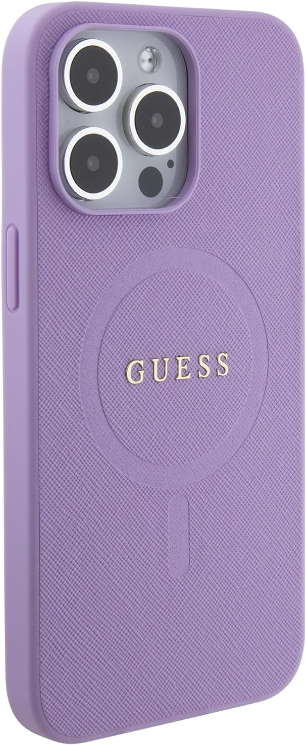 Guess iPhone 15 Pro Max Saffiano MagSafe Σκληρή Θήκη με Πλαίσιο Σιλικόνης και MagSafe - Purple - GUHMP15XPSAHMCU