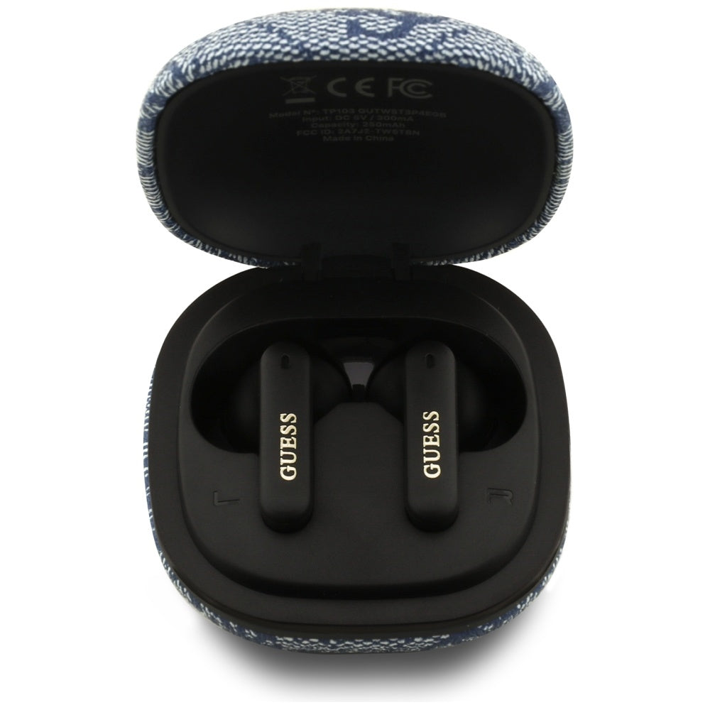 Guess Ασύρματα Bluetooth Ακουστικά για Κλήσεις / Μουσική - TWS ENC 4G Classic Metal Logo - Blue