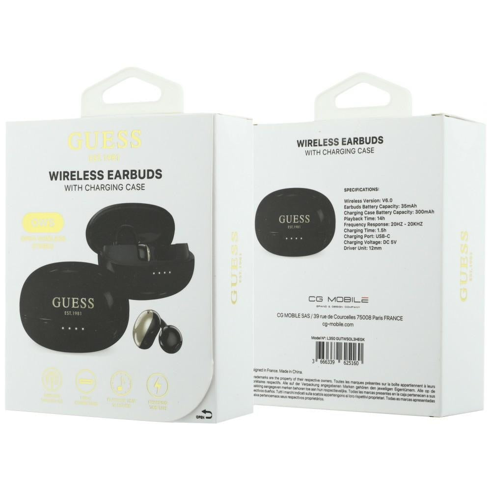 Guess Ασύρματα Bluetooth ακουστικά για Κλήσεις / Μουσική - Classic Logo OWS - Black