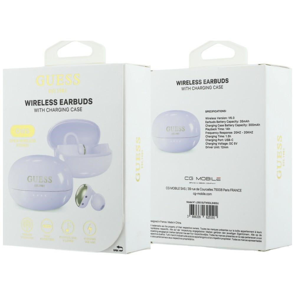 Guess Ασύρματα Bluetooth ακουστικά για Κλήσεις / Μουσική - Classic Logo OWS - Purple