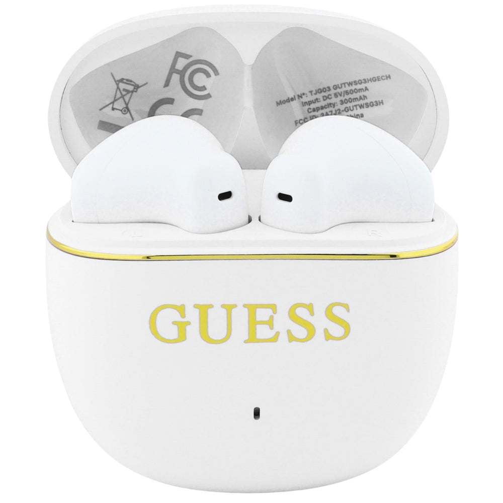 Guess Ασύρματα Bluetooth Aκουστικά για Κλήσεις / Μουσική - Glossy Gold Line Classic - White