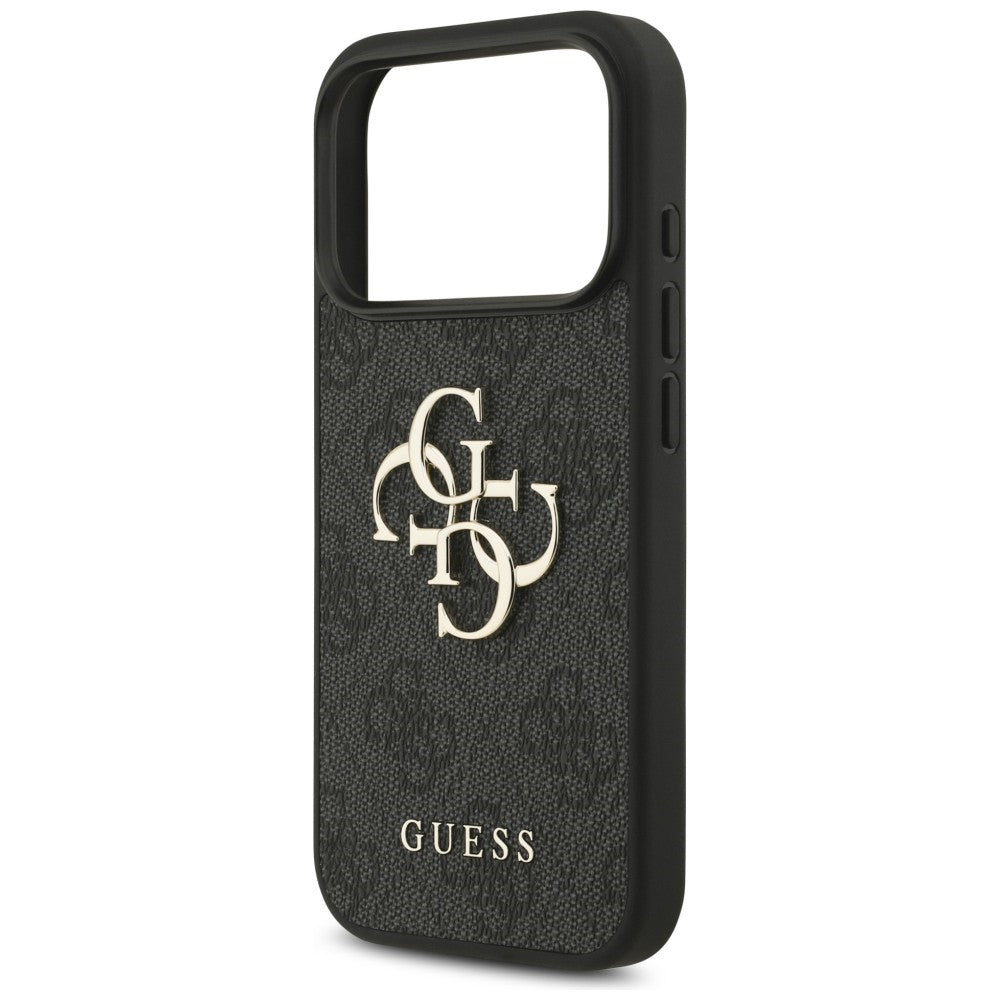 Guess iPhone 17 Pro / iPhone 18 Pro - Σκληρή Θήκη με Πλαίσιο Σιλικόνης και Επένδυση Συνθετικού Δέρματος - 4G Big Logo - Black - GUHCP18L4GMGGR