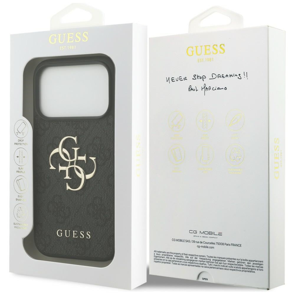 Guess iPhone 17 Pro / iPhone 18 Pro - Σκληρή Θήκη με Πλαίσιο Σιλικόνης και Επένδυση Συνθετικού Δέρματος - 4G Big Logo - Black - GUHCP18L4GMGGR