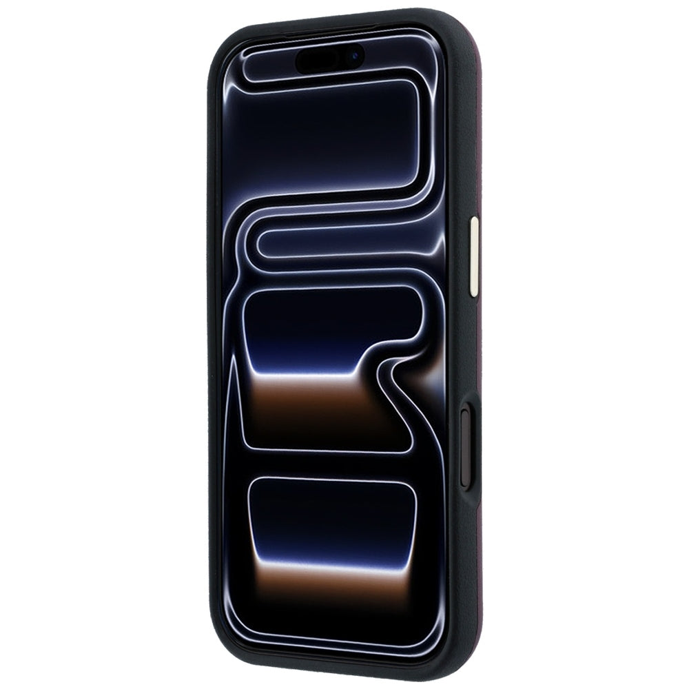 Guess iPhone 18 Pro / iPhone 17 Pro - Θήκη με Επένδυση Συνθετικού Δέρματος MagSafe - Perforated 4G Gold Logo - Burgundy