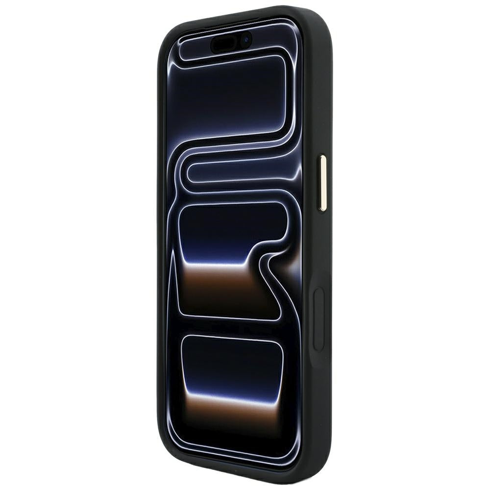 Guess iPhone 18 Pro / iPhone 17 Pro - Σκληρή Θήκη με Επένδυση Συνθετικού Δέρματος MagSafe - Saffiano Peony and Ring - Black