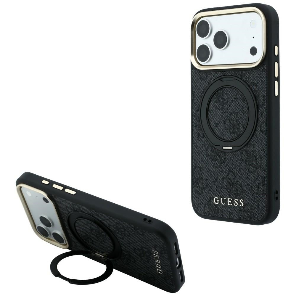 Guess iPhone 18 Pro Max / iPhone 17 Pro Max - Σκληρή Θήκη με Δαχτυλίδι Συγκράτησης MagSafe - Ring Stand 360 4G Classic Logo - Black