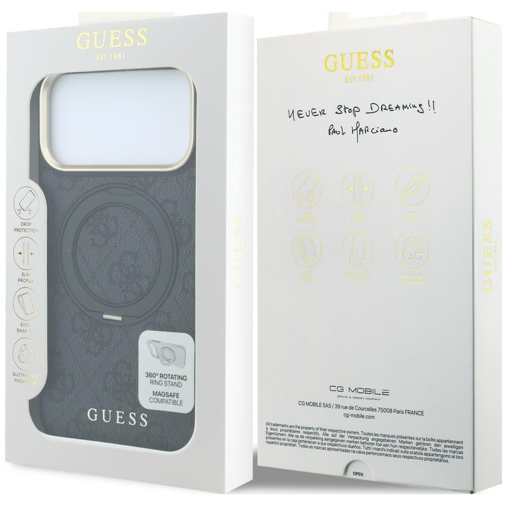 Guess iPhone 18 Pro Max / iPhone 17 Pro Max - Σκληρή Θήκη με Δαχτυλίδι Συγκράτησης MagSafe - Ring Stand 360 4G Classic Logo - Black