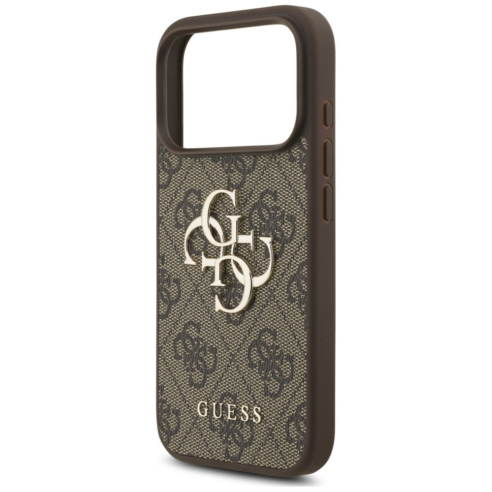 Guess iPhone 18 Pro / iPhone 17 Pro - Σκληρή Θήκη με Επένδυση Συνθετικού Δέρματος και Λουράκι - 4G Strap 4G Classic Logo - Brown