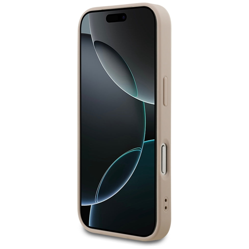 Guess iPhone 18 Pro / iPhone 17 Pro - Σκληρή Θήκη με Πλαίσιο Σιλικόνης και Επένδυση Συνθετικού Δέρματος MagSafe - 4G Small Classic Logo - Pink