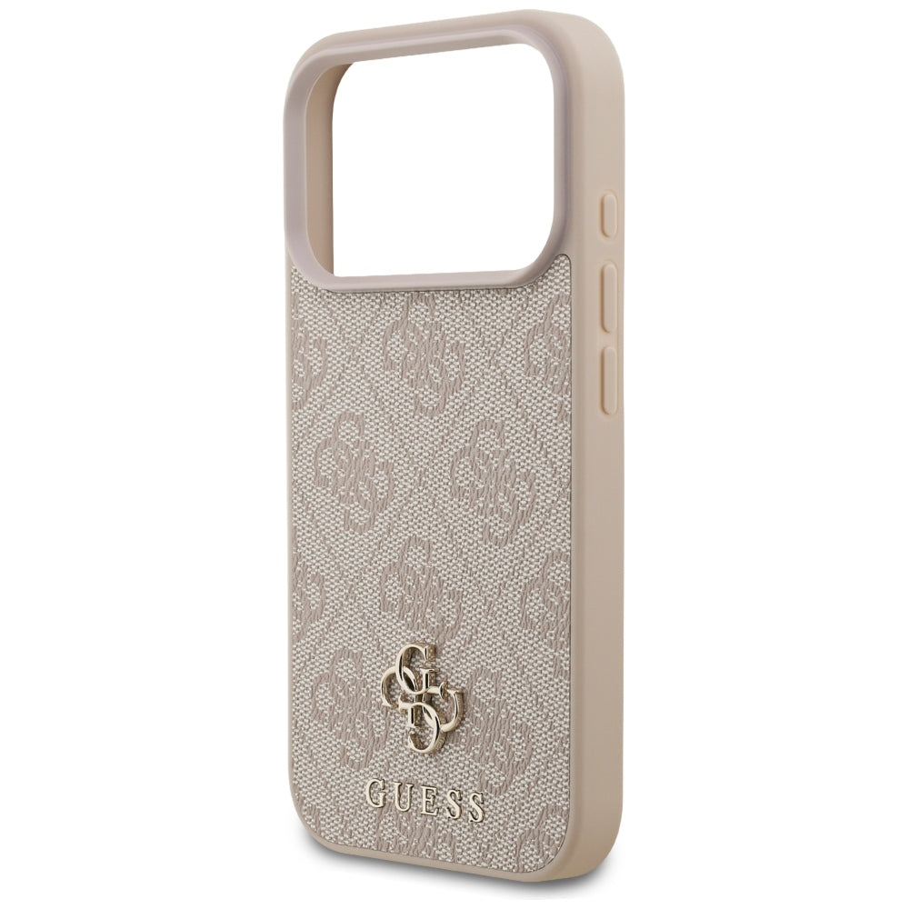 Guess iPhone 18 Pro / iPhone 17 Pro - Σκληρή Θήκη με Πλαίσιο Σιλικόνης και Επένδυση Συνθετικού Δέρματος MagSafe - 4G Small Classic Logo - Pink