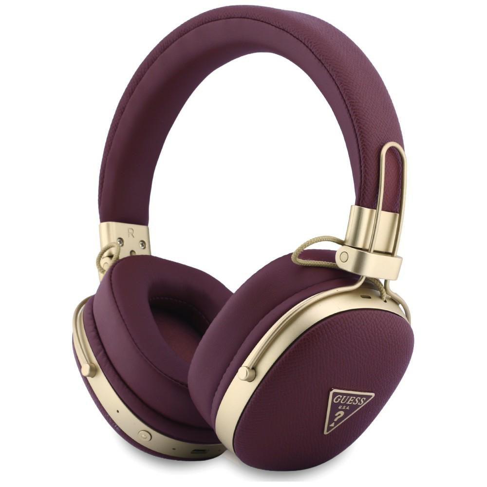 Guess Ασύρματα Bluetooth Over-Ear Ακουστικά - Grained Triangle Gold Logo - Burgundy