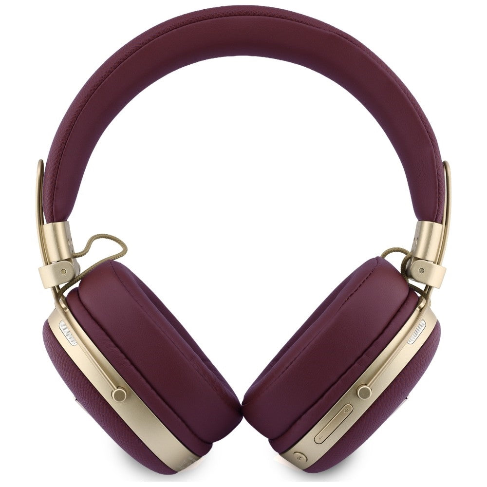 Guess Ασύρματα Bluetooth Over-Ear Ακουστικά - Grained Triangle Gold Logo - Burgundy