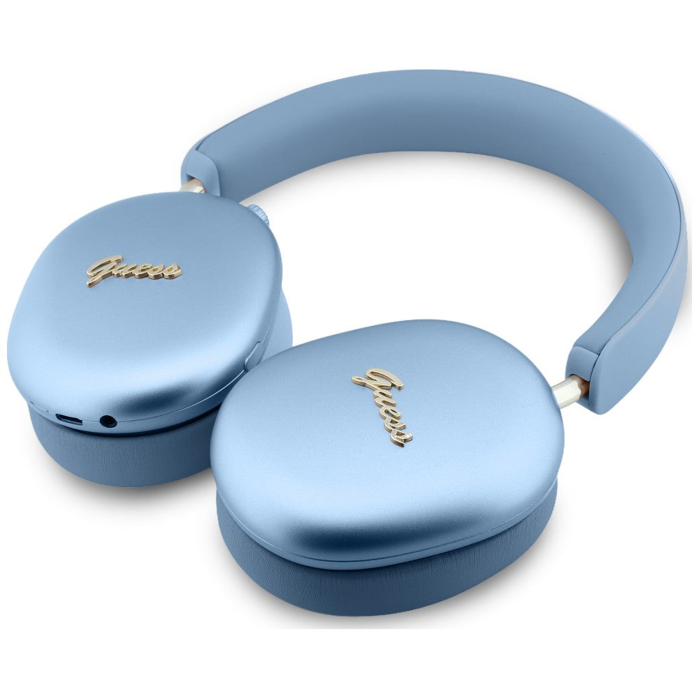 Guess Ασύρματα Bluetooth Over-Ear Ακουστικά - ENC Metallic Effect Metal Script Logo - Blue
