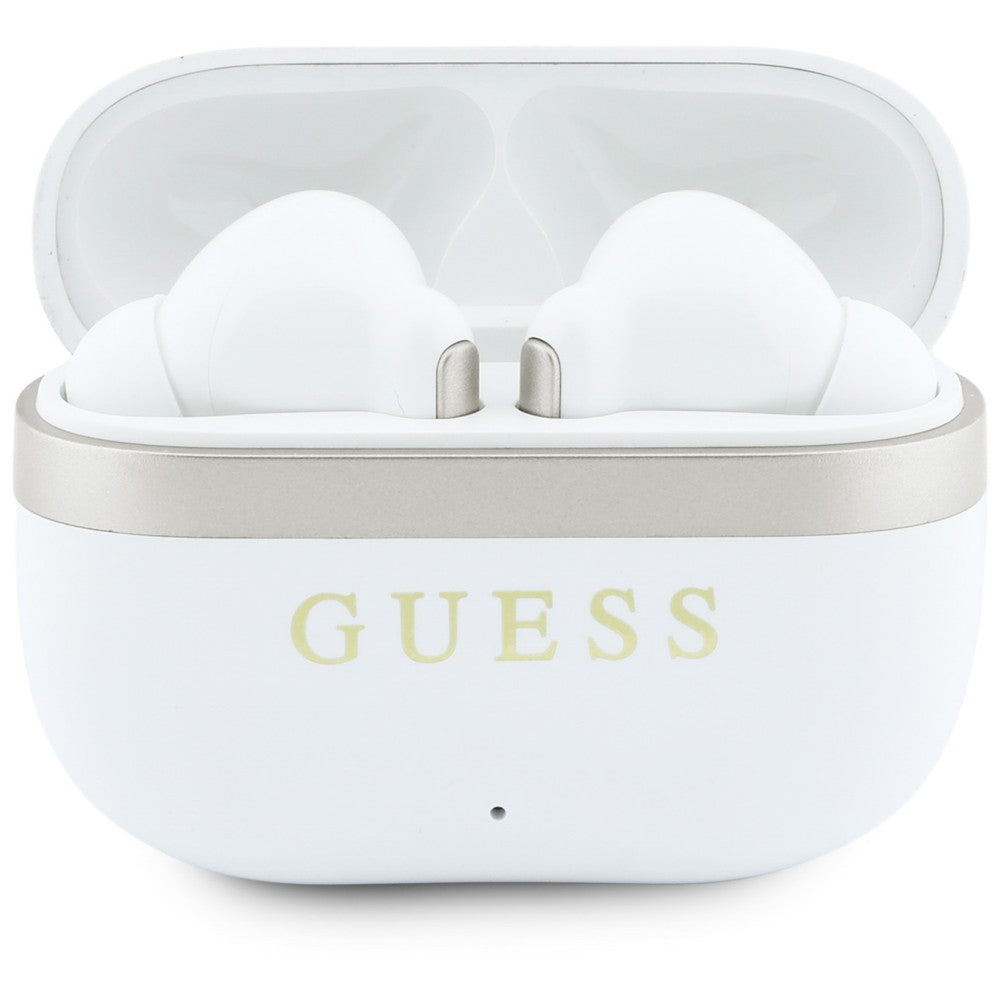 Guess Ασύρματα Bluetooth Ακουστικά για Κλήσεις / Μουσική - TWS Glossy Printed Classic Logo - White