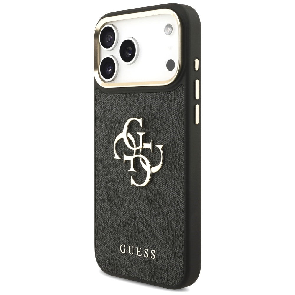 Guess iPhone 18 Pro / iPhone 17 Pro - Θήκη με Επένδυση Συνθετικού Δέρματος και Λουράκι - 4G Big 4G Classic Logo Big Strap Metal Buttons - Black