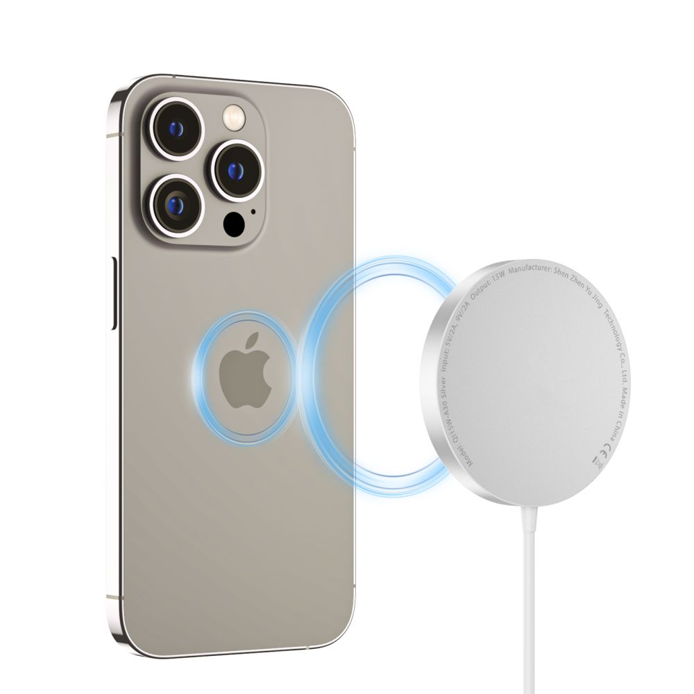 Tech-Protect QI15W-A30 15W Ασύρματος Φορτιστής MagSafe με Καλώδιο Type-C - Silver