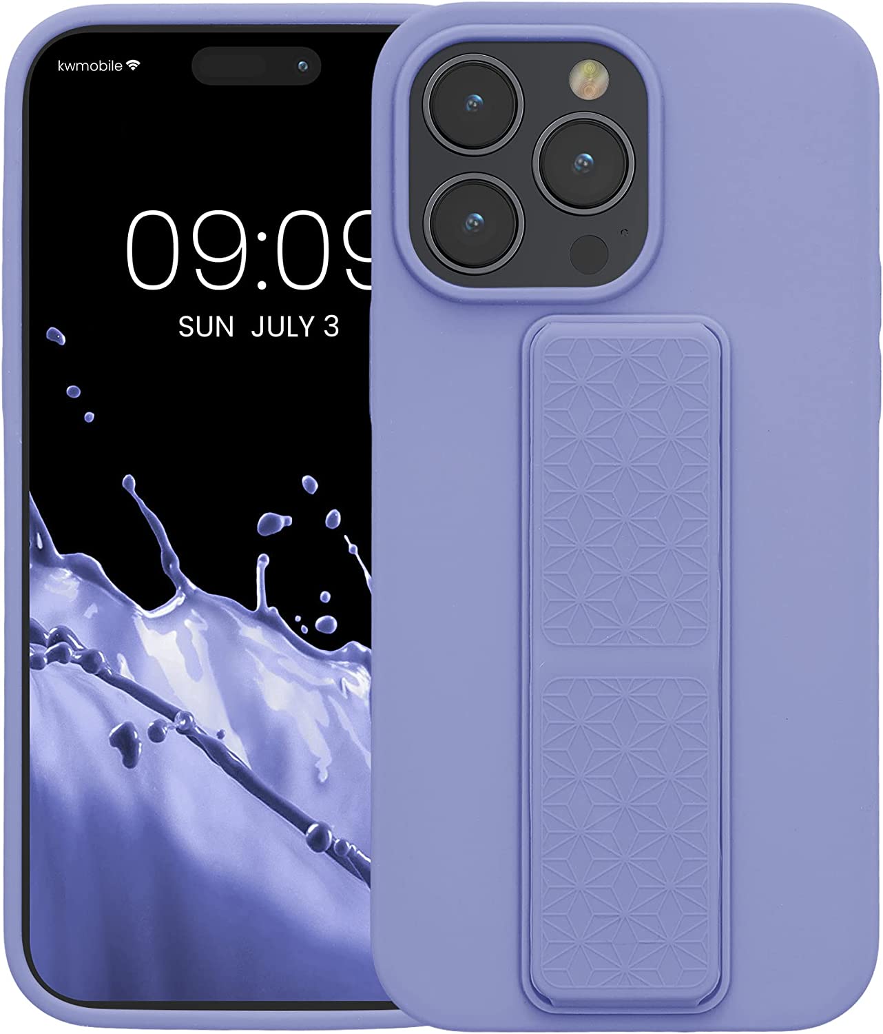 KW iPhone 14 Pro Max Θήκη Σιλικόνης με Finger Holder και Stand - Lavender - 60407.108